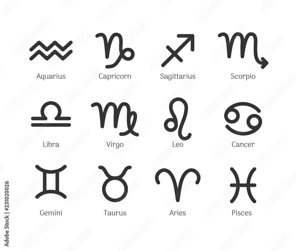 Zodiac sign. Astrological horoscope collection. Vector