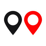 Black and red GPS Point, Map pin icon