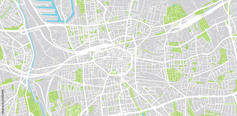 Urban vector city map of Dortmund, Germany