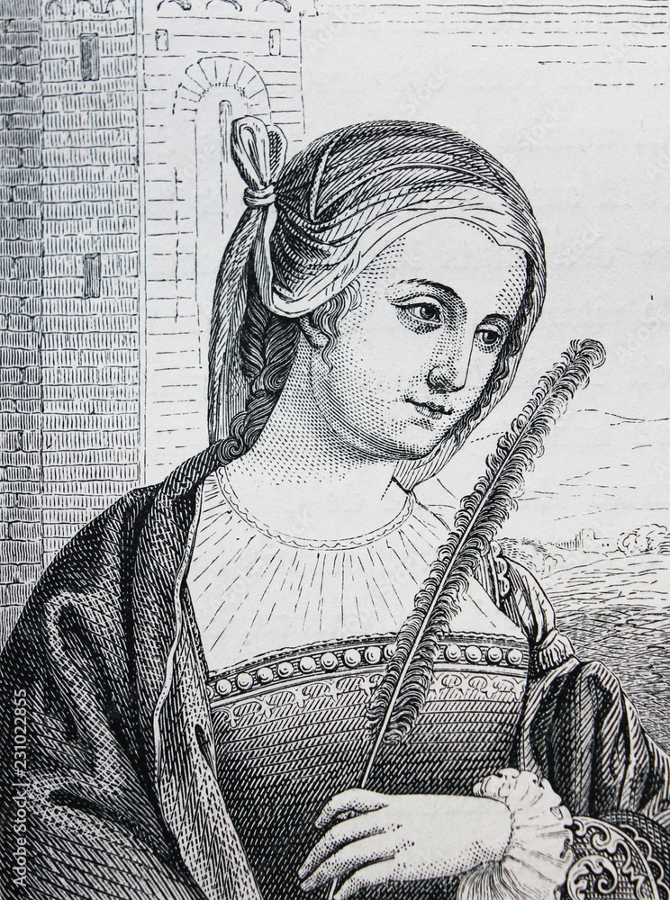 Φωτογραφία Portrait of woman by Michiel Coxcie engraved in a vintage book History of Painte