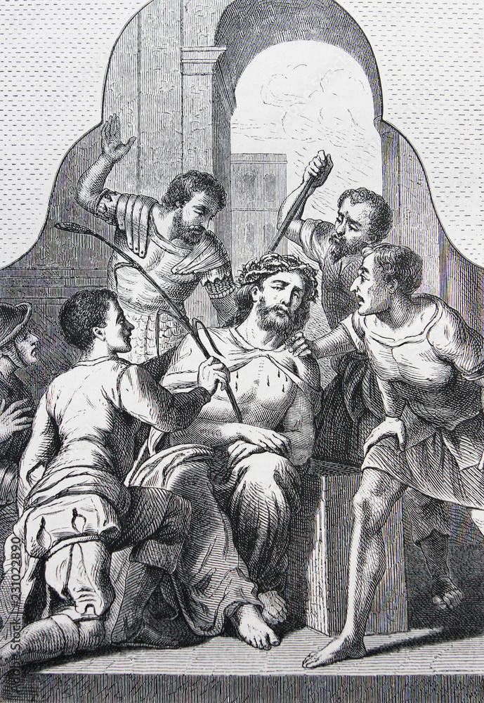 Φωτογραφία Jesus Crown of Thorns by Michiel Coxcie engraved in a vintage book History of Pa