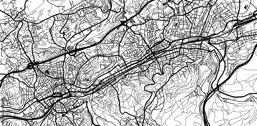 Urban vector city map of Wuppertal, Germany