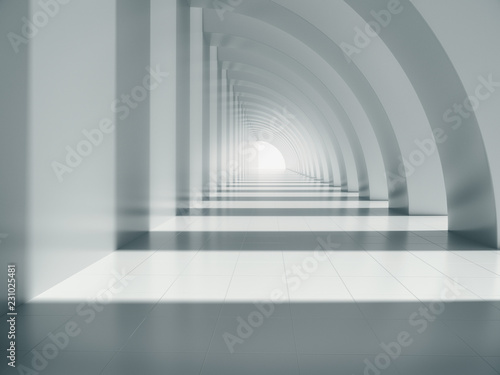 Abstract structure,Long corridor,Product showcase background,Long tunnel.3D rendering
