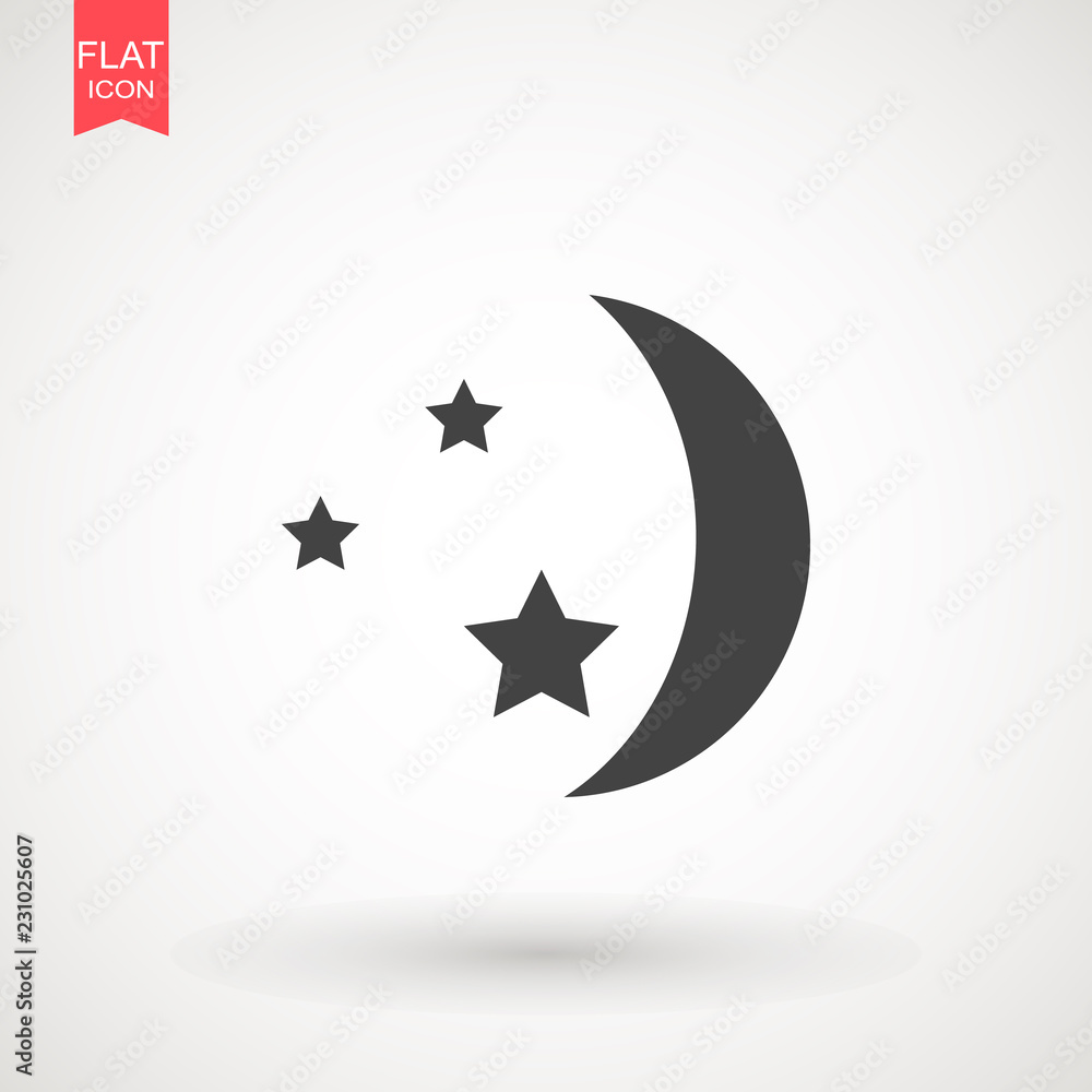Moon and stars icon . Flat vector illustration on white background . EPS 10 Moon and stars icon . Flat vector illustration on white background . EPS 10