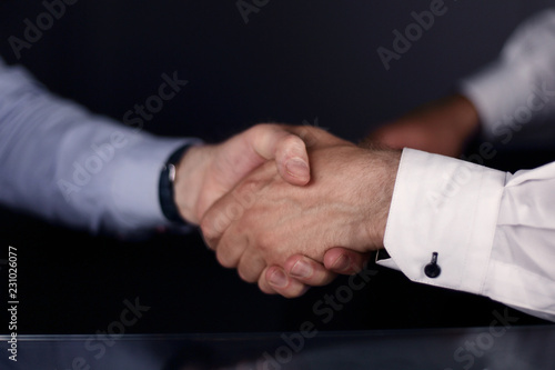 close up. a solid business handshake