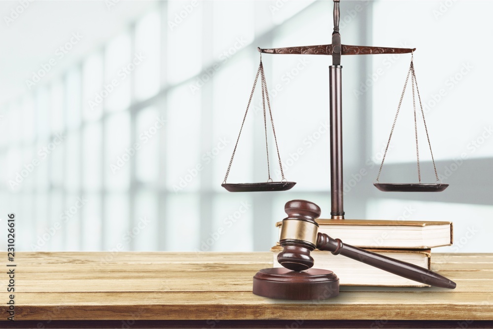 Justice Scales and books and wooden gavel Justice Scales and books and wooden gavel