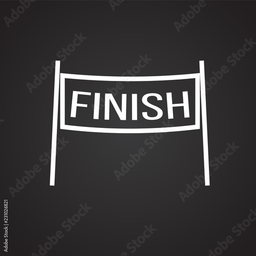 Finish line flag on black background icon
