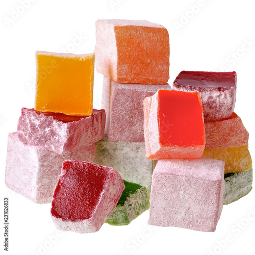 Turkish delight multicolored closeup isolated