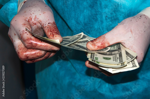 Картината върху платно Corrupt doctor gets money
