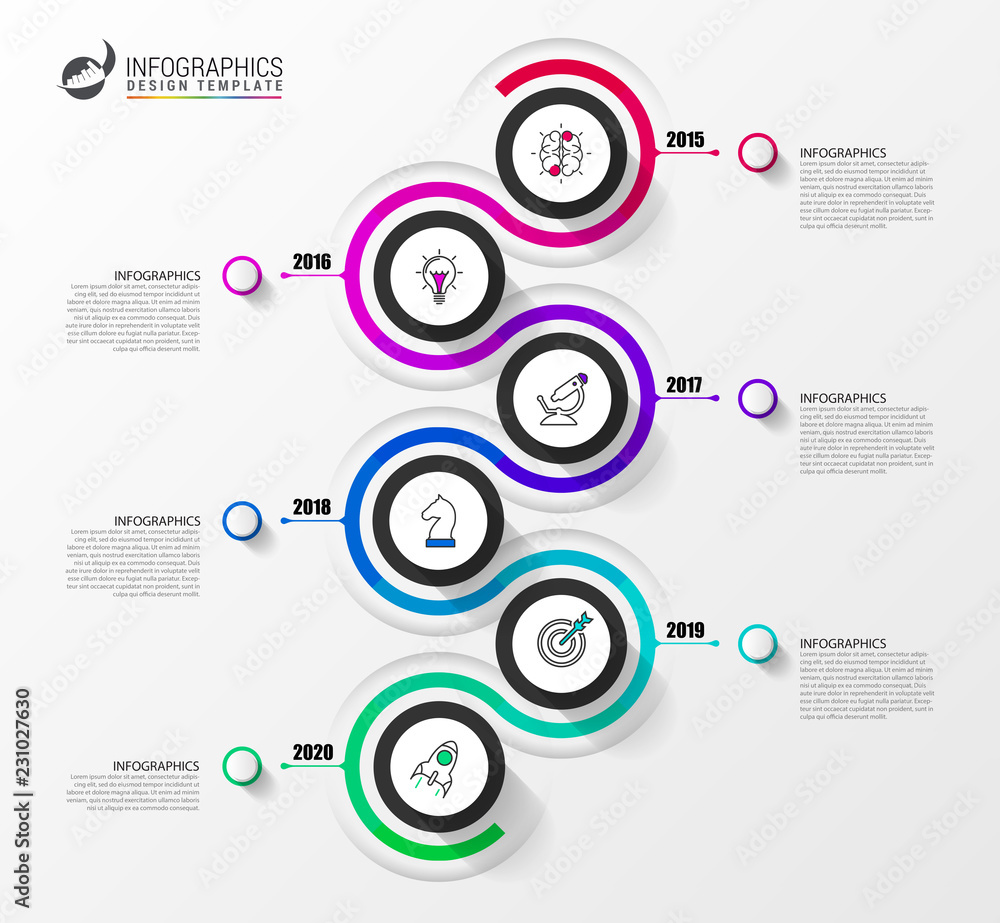 Infographic design template. Timeline concept with 6 steps Infographic design template. Timeline concept with 6 steps