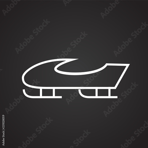Sleigh thin line on black background icon