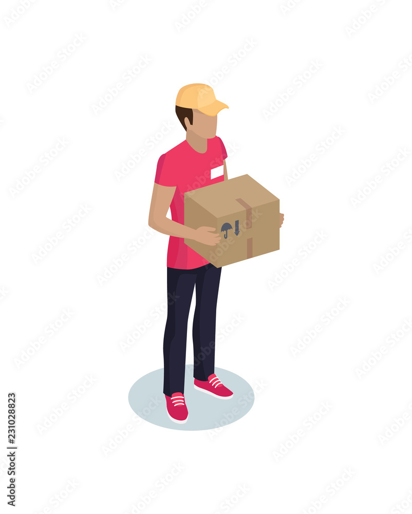 Delivery Guy in Baseball Cap with Package Icon Delivery Guy in Baseball Cap with Package Icon