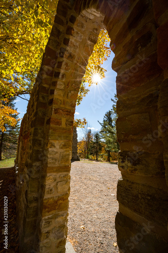 The abbey ruins at the Mackenzie King estate in the Gatineau park, Quebec  Canada photo