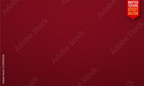 Red realistic knit texture vector seamless pattern. Vector illustration