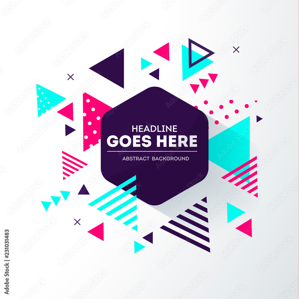 Abstract geometric composition with decorative triangles. Modern. Memphis. Vector illustration