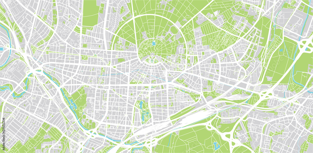 Urban vector city map of Karlsruhe, Germany
