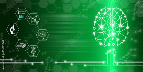 abstract background technology concept in green light,human body heal,technology modern medical science in future and global international medical with tests analysis clone DNA human