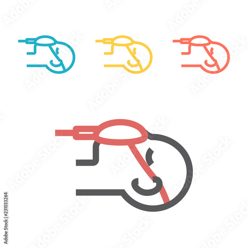 Vector illustration of artificial ventilation by airway medical. Line icon