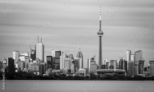 Long Exposure of Toronto Skyline in Black and White