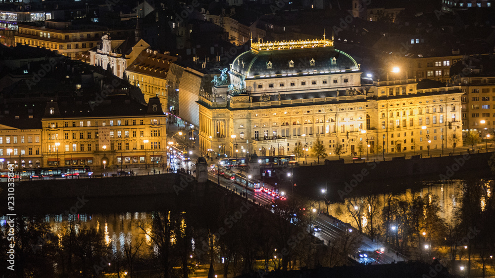 The night View on Prague National Theatre