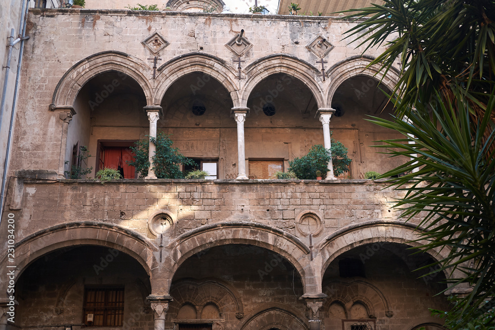 Palermo, Italy - September 06, 2018 : View of palazzo Ajutamicristo