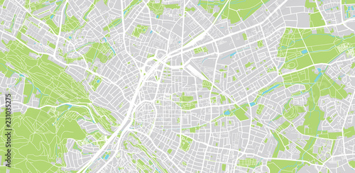 Urban vector city map of Bielefeld, Germany