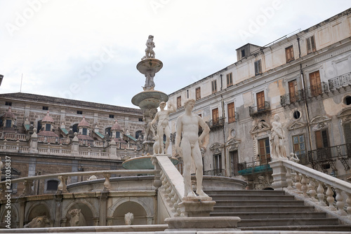 Palermo, Italy - September 07, 2018 : View of Praetorian Fountain © simona