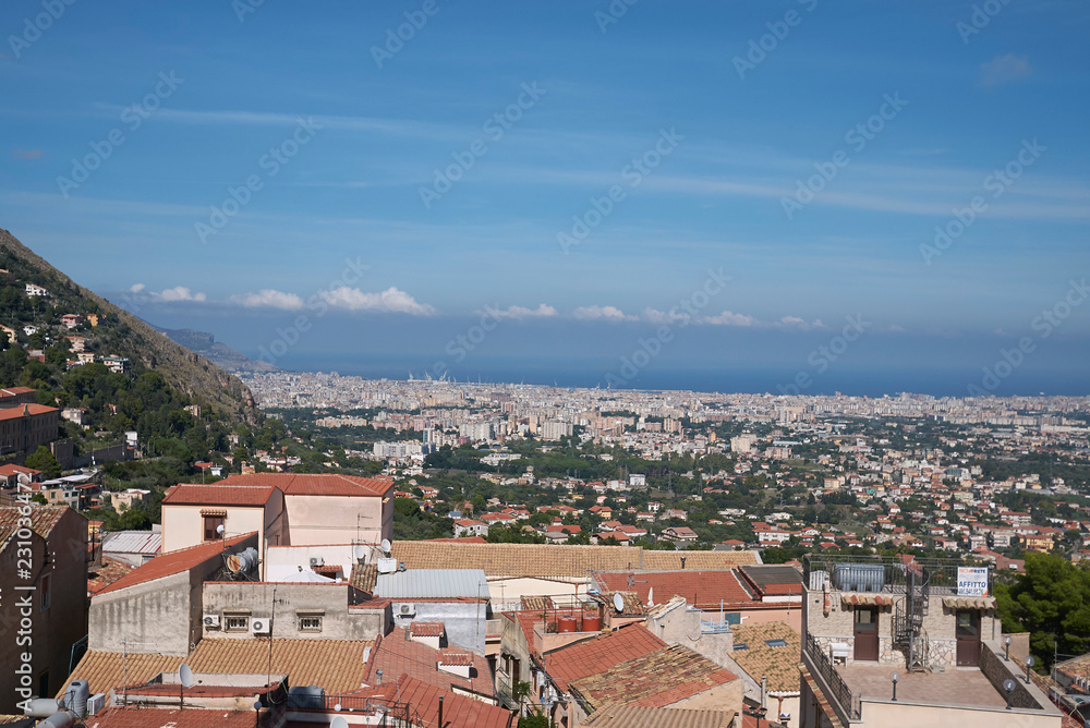 Palermo, Italy - September 11, 2018 : View of Palermo from Monreale