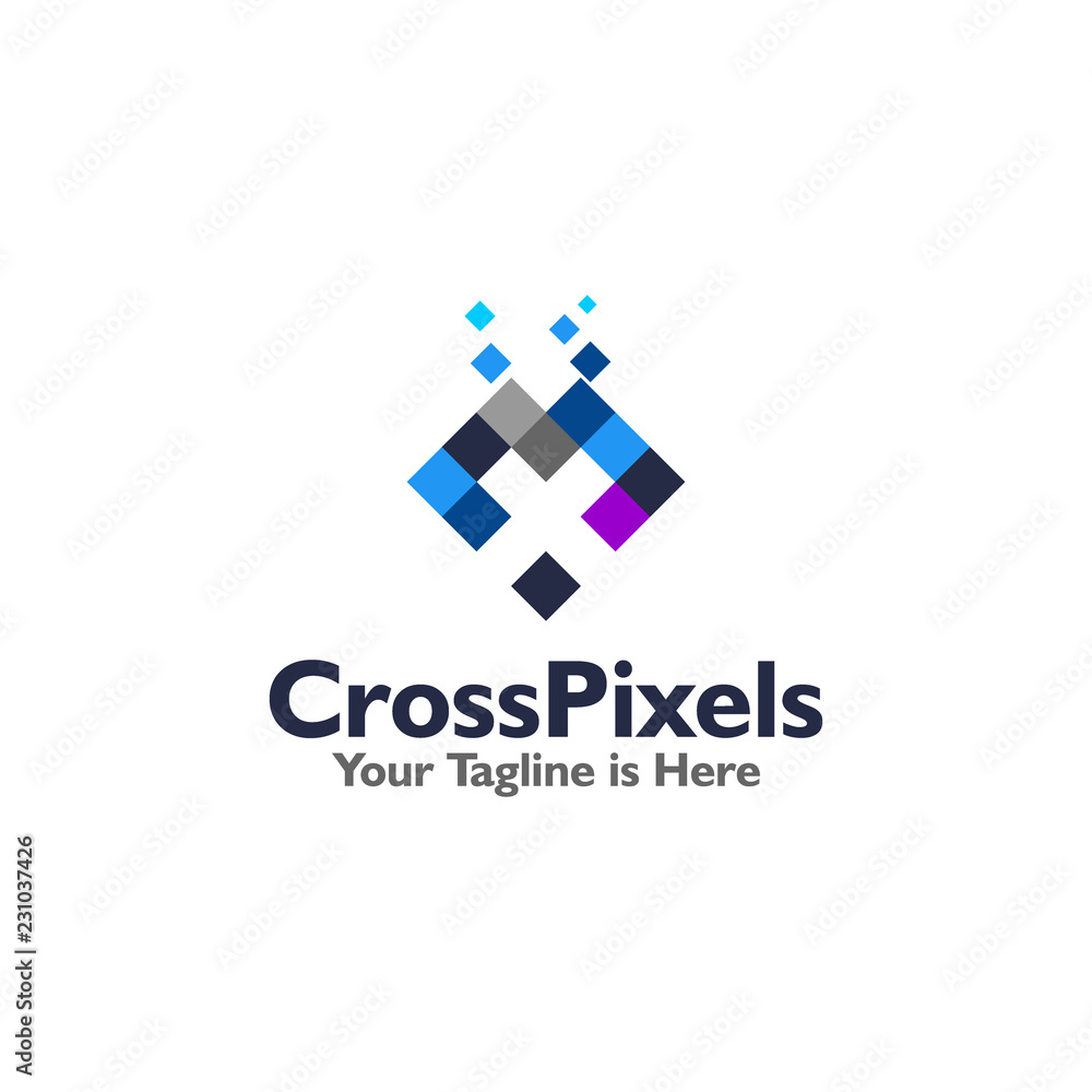 Cross Pixel logo design concept Cross Pixel logo design concept