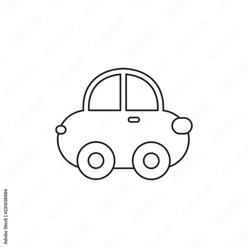 Vector illustration of cartoon car. Outline cartoon car. Stock Vector |  Adobe Stock