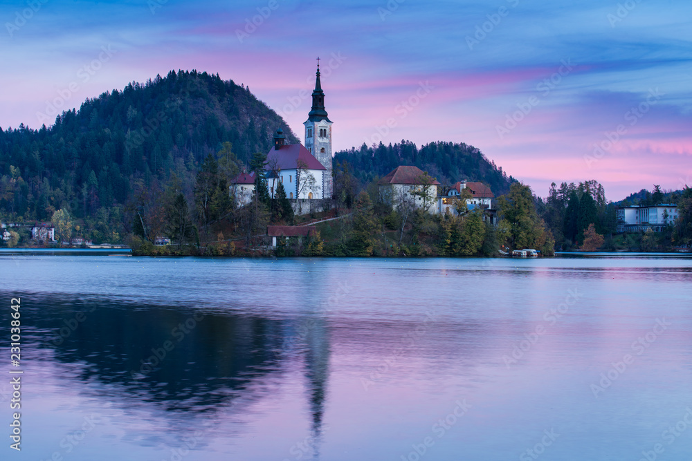 After sunset on Lake Bled, Slovenia After sunset on Lake Bled, Slovenia