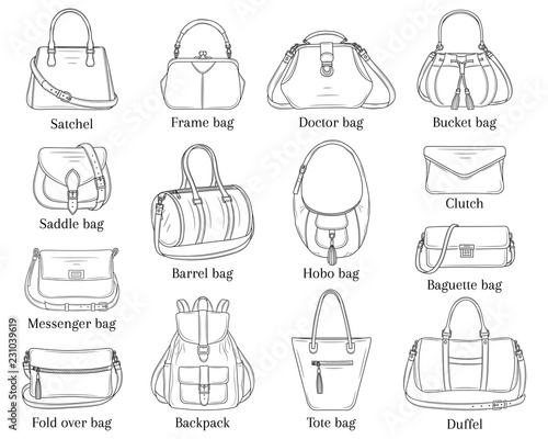 Handbag Drawing For Girls Outline Sketch Vector, Wing Drawing, Girl Drawing,  Bag Drawing PNG and Vector with Transparent Background for Free Download