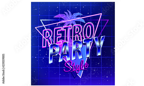 stock vector  eighties retro neon style ultra violet vintage style disco design fashion party