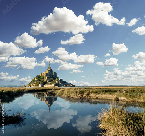 Le Mont Saint-Michel reflected on summer's day