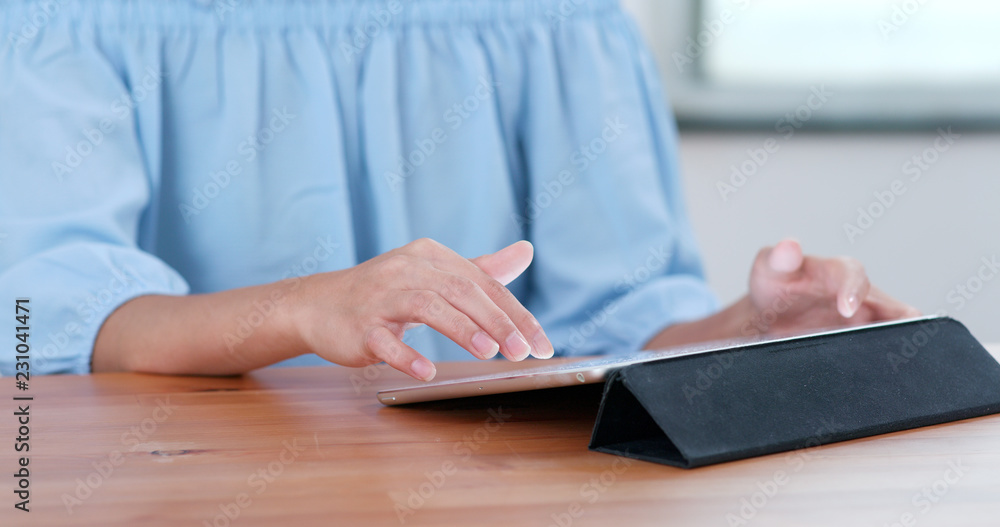 Woman use of tablet computer Woman use of tablet computer