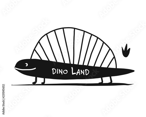 Funny dinosaur, black silhouette, childish style for your design