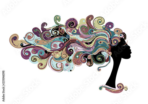 Wavy hairstyle, female head for your design
