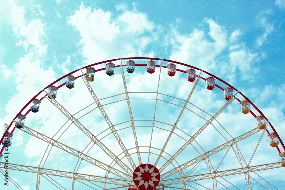 Amusement Park Ferris Wheel. Abstract Fun Background.
