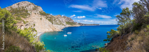  Panoramic picture of lovely Platja des Coll Baix on Mallorca island © Aquarius