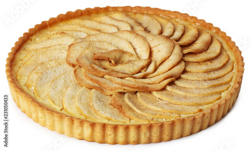 Apple pie on white background