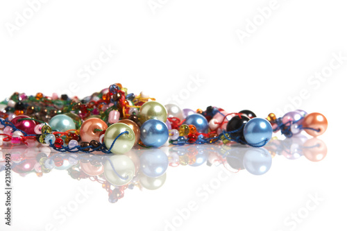 colorful beads isolated on white background