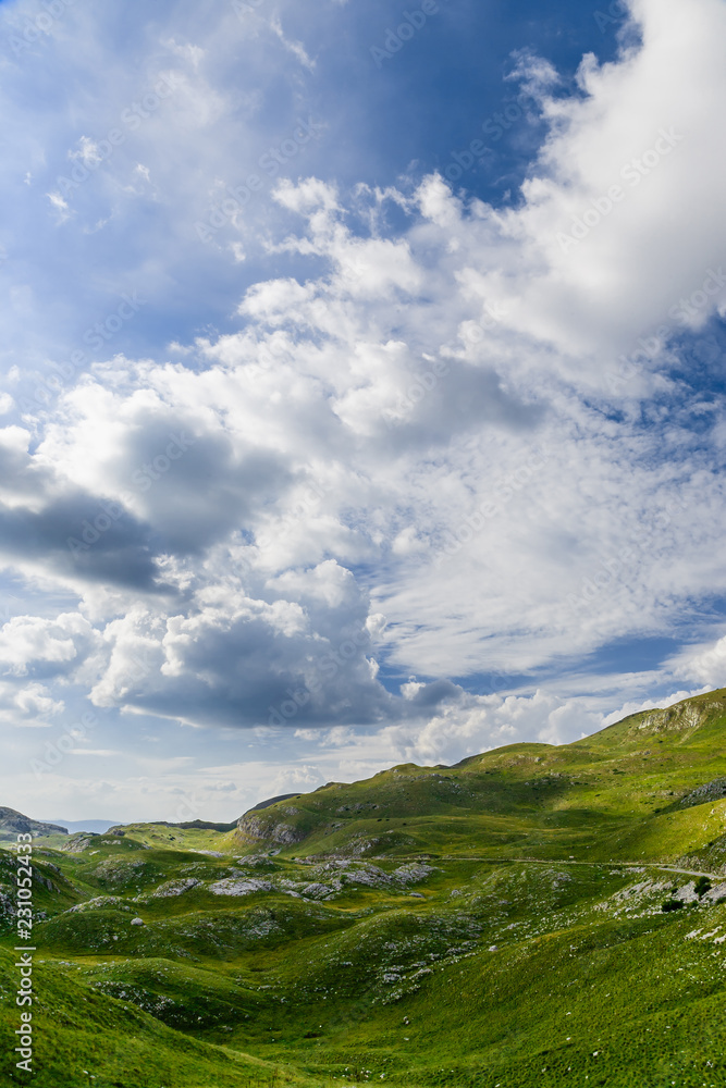 Panoramic view in Durmitor, Montenegro. Mountain road. Panoramic view in Durmitor, Montenegro. Mountain road.
