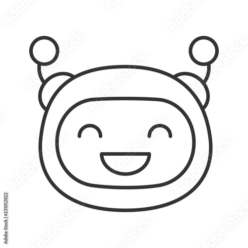 Laughing robot emoji linear icon