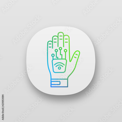 Human microchip implant in hand app icon