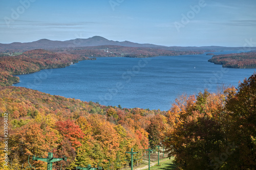 View of Lake Memphremagog from Owls Head Mountain Magog Quebec