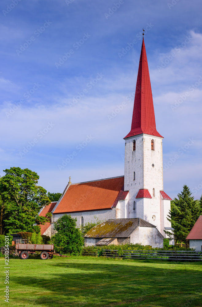 Sightseeing of Saaremaa island. Medieval Lutheran church of St. Michael in the village of Kihelkonna, Saaremaa island, Estonia