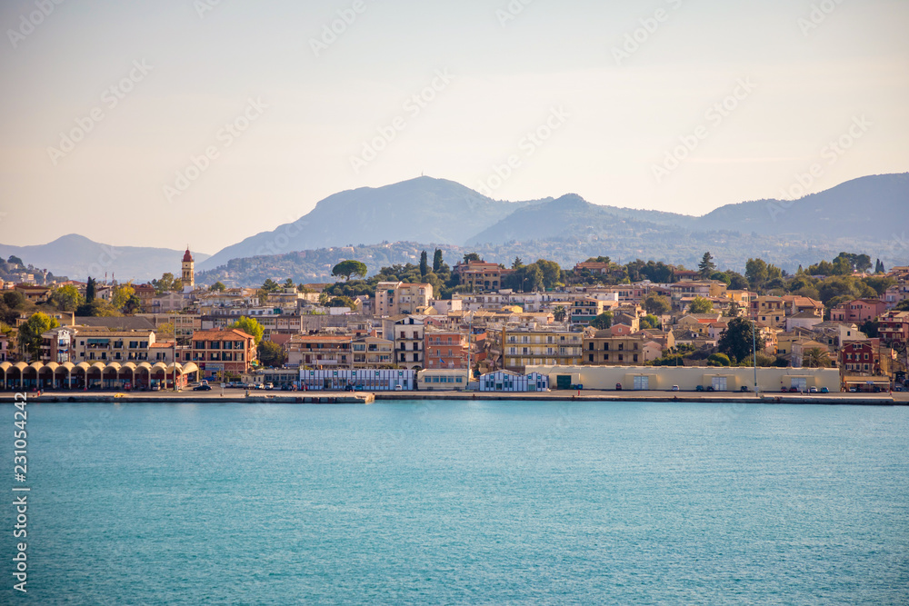 Corfu, Greece - 16.10.2018: Corfu town view from the water in Greece