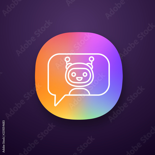 Chatbot in speech bubble app icon