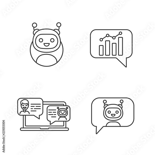 Chatbots linear icons set