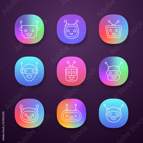 Chatbots app icons set